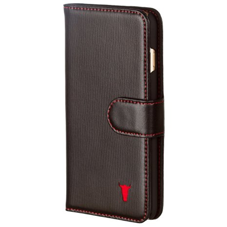 TORRO Premium Leather Wallet Cover Case for Apple iPhone 6 Plus / 6S Plus (Black)