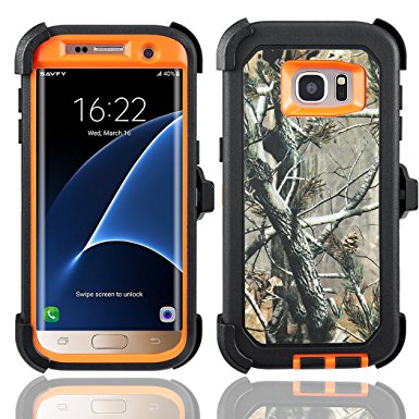 Galaxy S7 Edge Case,Samsung Galaxy S7 Edge Case,Kuool Heavy Duty Rugged Scratch Resistant Shockproof Max Protective with Belt Clip & Built-in Screen Protector Case for Galaxy S7 Edge(Xtra Orange)