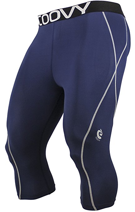 Men COOVY Sports Compression Under Base Layer 3/4 Tights Armour Pants