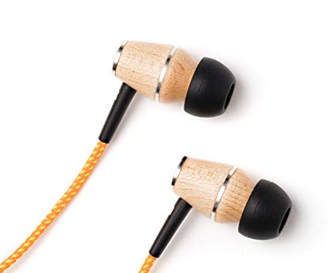 Symphonized XTC Premium Genuine Wood in-Ear Noise-isolating Headphones with Microphone (Orange Stripe)