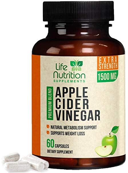 Apple Cider Vinegar Capsules Max Potency Complex 1500mg - ACV Pills for Fast Weight Loss, Appetite Suppressant & Metabolism Booster - Gentle Detox Cleanse for Men & Women, Made in USA - 60 Capsules