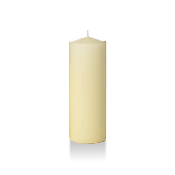 Yummi 3" x 8" Ivory Round Pillar Candles - 3 per pack