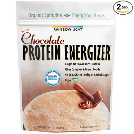 Rainbow Light Chocolate Protein Energizer Dietary Supplement Powder  11 Ounce Bag (Pack of 2)