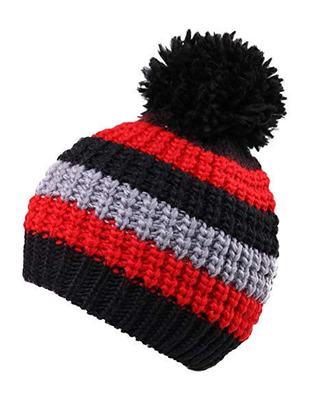 Arctic Paw Boys Girls Kids Knit Beanie with Pompom Toddlers Winter Hat Cap