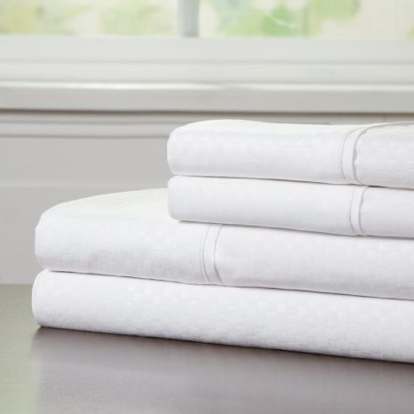 Lavish Home Embossed Sheet Set, White, Queen