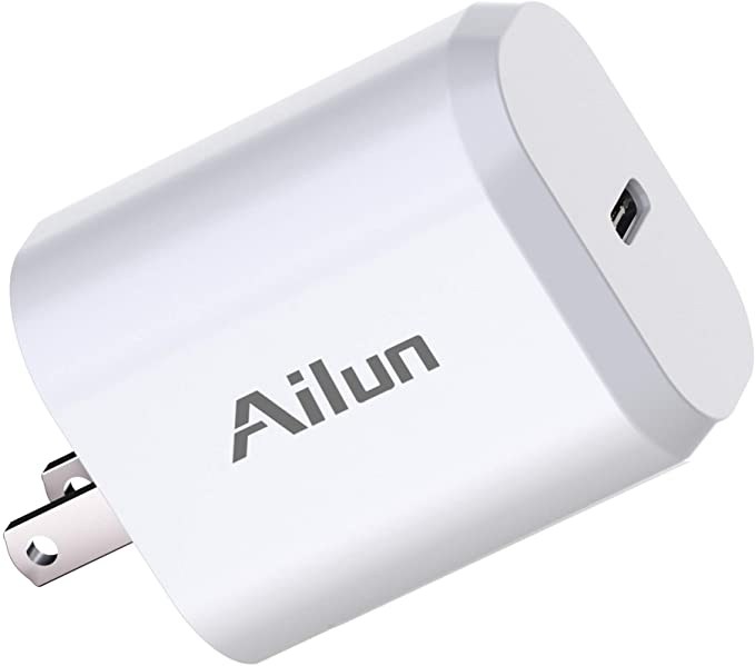 Ailun USB C Power Adapter,PD Port Wall Charger Block 20W Fast Charge for Apple iPhone 12/12 Pro/12 Pro Max/12 Mini/11,Galaxy,Pixel 4/3, iPad Pro (Cable Not Included)