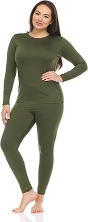 Thermajane Long Johns Thermal Underwear for Women Fleece Lined Base Layer Pajama Set Cold Weather