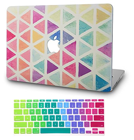 KEC MacBook Air 13 Inch Case with Keyboard Cover Plastic Hard Shell Rubberized A1369 / A1466 (Color Triangles)