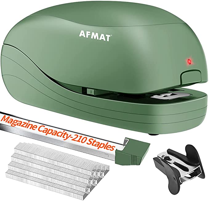 Electric Stapler, Automatic Stapler for Desk, Electric Stapler Desktop, AC or Battery Powered Stapler Heavy Duty, with Reload Reminder & Release Button, 25 Sheets Capacity, Green