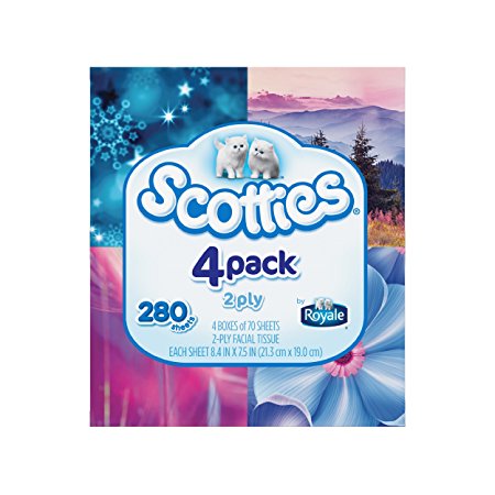 Scotties 2-Ply Facial Tissue, 70 Count (Pack of 4)