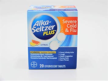 Alka-Seltzer Plus Severe Cold & Flu Formula Effervescent Tablets Citrus - 20 ct, Pack of 2