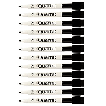 Quartet Magnetic Dry Erase Markers, Fine Point, Rewritables, Black, 12-Pack (48170)