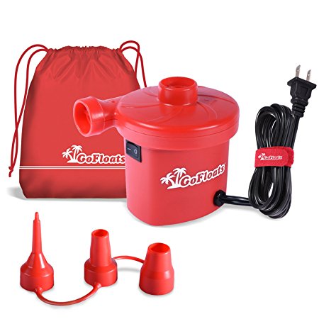 GoFloats Rapid Inflation Electric Air Pump (AC 110/120V) with Tote Bag and Raft Repair Kit