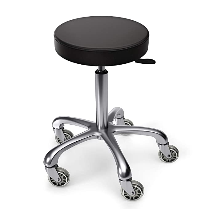 TASALON Rolling Stool - Adjustable Stool with Wheels - Soft Swivel Workbench Stool- Desk Stool Chair for Kitchen, Salon, Spa, Tattoo, Pedicure - Massage Stool Salon Stool Esthetician Chair – Black