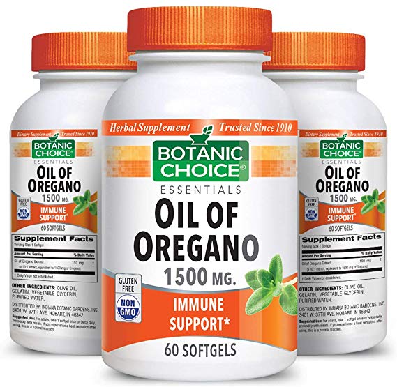 Botanic Choice Oil of Oregano Extract - Adult Daily Supplement - Delivers Essential Antioxidants Supporting Immune and Respiratory Health Promotes Overall Wellness 60 Softgels