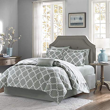 Qutain Linen 6-Piece Bed in A Bag Complete Comforter Set with Free 4 Piece Sheet Set Included - Over Stock Sale (Gray Galaxy, Full Size)