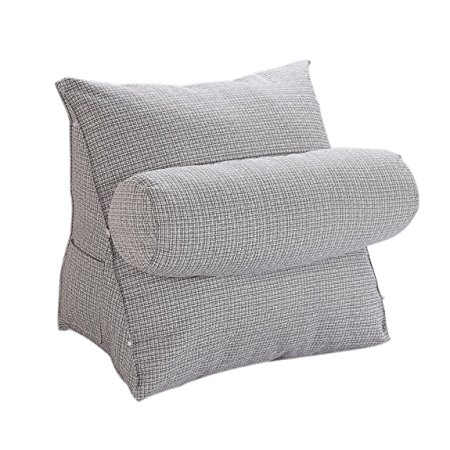 Halovie Adjustable Back Wedge Cushion Pillow 47*45*23 Sofa Bed Office Chair Rest Cushion Neck Support Pillow Pearl Wool (Gray)