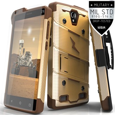 ZTE ZMAX 2 Z955L Z958 Case, Zizo Bolt Cover [.33m 9H Tempered Glass Screen Protector] Included [Military Grade] Armor Case Kickstand Holster Clip