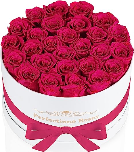 Perfectione Roses Forever Real Roses in a Box, Preserved Rose That Last Up to 3 Years, Flowers for Delivery Prime Birthday Valentines Day Gifts for Her, Mothers Day Flower (Radiant Pink)