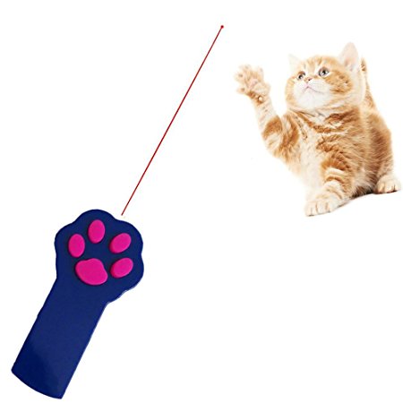 Cat Catch the Interactive LED Light Pointer Paw Style Cat Toys Red Pot Exercise Chaser Toy Pet Scratching Training Tool By Ruri’s (Blue)
