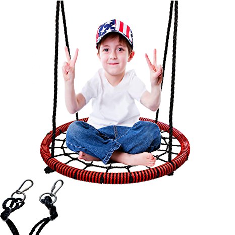 LaTazas Web Tree Swing - 24 Inches Diameter, Fully Assembled Kids Net Swing for Playground Indoor and Outdoor, Extra Safe and Durable(Including 2 Carabiners Free)