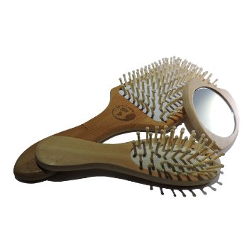 Hair Brush - Detangler For Healthier Hair No Breakage Or Frizzy Hair - For Adults And Kids - Bamboo Paddle Brush With Wooden Bristles For Scalp Stimulation - For All Types Of Hair - Free Travel Set