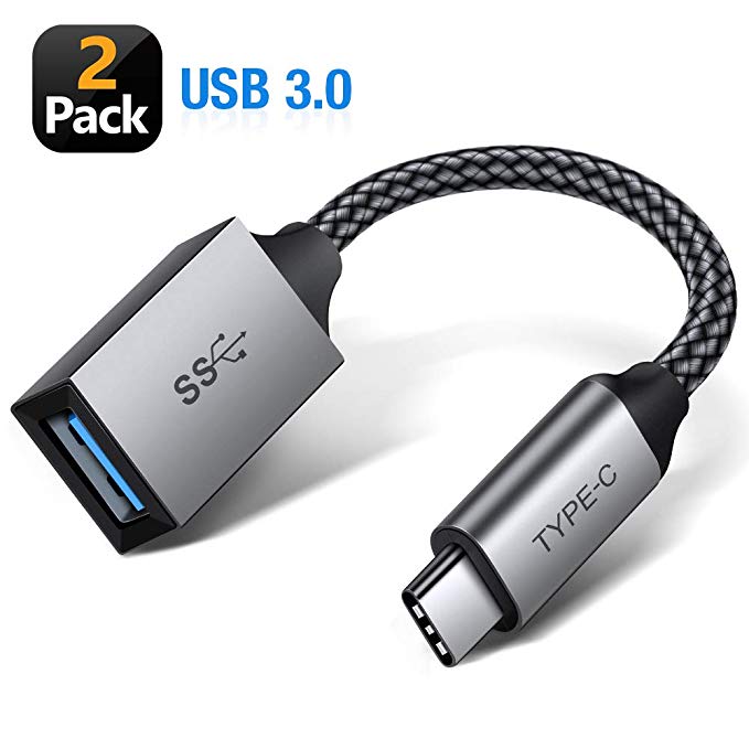 Eakase USB C to USB Adapter, 0.5ft Type C 3.0 OTG Cable 2 Pack On The Go Type C Male to USB A Female Adapter Compatible with New Macbook Pro 2018/2017,Samsung Galaxy S8/S9 Plus/Note 8,Pixel 2 etc-Grey