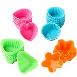 Bakerpan Silicone Small Mini Chocolate Holders Truffle Cups 24 Pack 4 Colors and Shapes