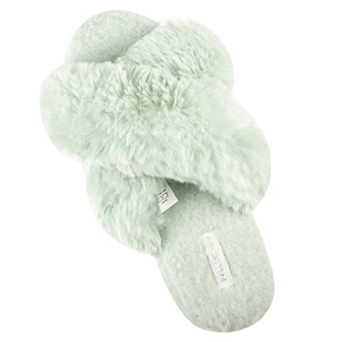 Women's Cross Band Soft Plush Fleece House/Outdoor Slippers