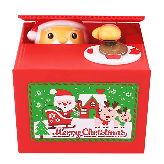 Peradix Stealing Coin Santa Claus Box Piggy Bank English Speaking Christmas Song for All Kids