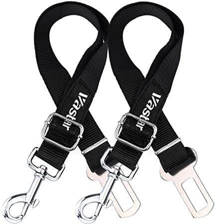 Vastar 2 Packs Adjustable Pet Dog Cat Car Seat Belt Safety Leads Vehicle Seatbelt Harness, Made from Nylon Fabric