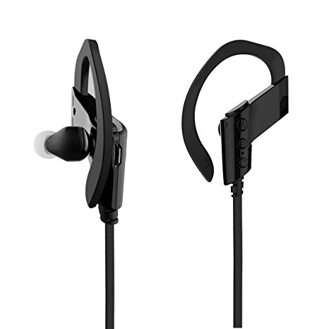 All Cart Wireless Bluetooth 4.1 Headphone Built in Mic, Sport Earhook Headset, Sweatproof Stereo Earphone (Black)