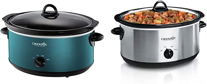 Crockpot SCV700-KT Deisgn to Shine 7QT Slow Cooker, Turquoise & Crock-Pot 7-Quart Oval Manual Slow Cooker | Stainless Steel (SCV700-S-BR)