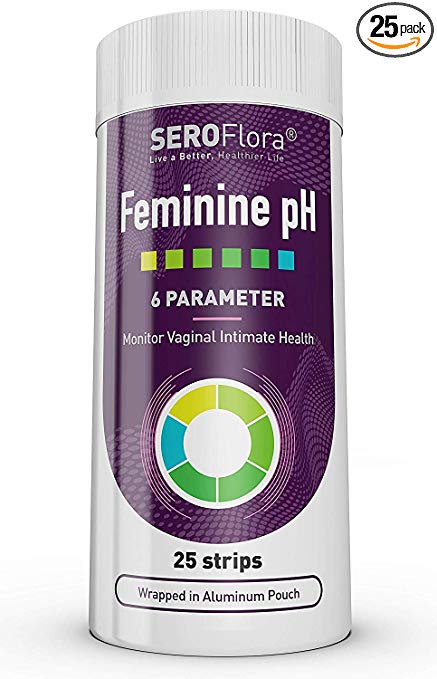 Feminine Vaginal pH Test Strips by Seroflora - Monitor Vaginal Intimate Health - Accurate and Easy to Use - 25 pH Strips - Wrapped in an Aluminum Pouch