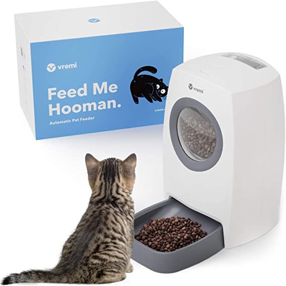 Vremi Automatic Pet Feeder for Cats and Dogs - Large 6L Capacity - Easily Programmable with Timer for up to 4 Meals Per Day - AC Power with Battery Backup and Voice Recorder for Custom Feeding Message