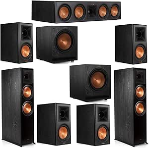 Klipsch 7.2 System with 2 RP-8000F Floorstanding Speakers, 1 RP-504C Center Speaker, 4 RP-600M Surround Speakers, 2 SPL-100 Subwoofers