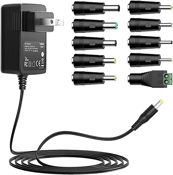 Belker 12V 1A AC DC Adapter Wall Charger Power Adapter Supply for 12 Volt Electronics - 1000mA Max.