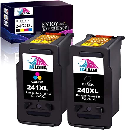 Jalada Remanufactured Ink Cartridge Replacement for Canon PG-240XL CL-241XL 240 XL 241 XL for Pixma MG3620 TS5120 MG2120 MG3520 MX452 MX512 MX532 MX472 Printer High Capacity (1 Black, 1 Color, 2 Pack)