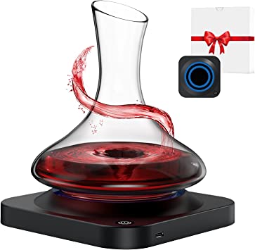Electric Wine Decanter Base, ROCK Wine Carafe Shaker Rechargeable Electric Aerating Wine Decanter, Gift for Wine Lovers, Birthdays, Wedding, Housewarming (Glass Decanter not Included)