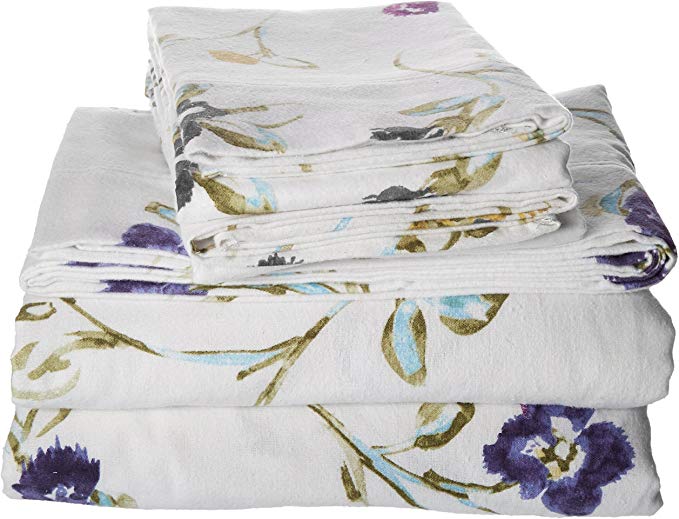 Tribeca Living King Floral Garden Printed Extra Deep Pocket Flannel Sheet Set