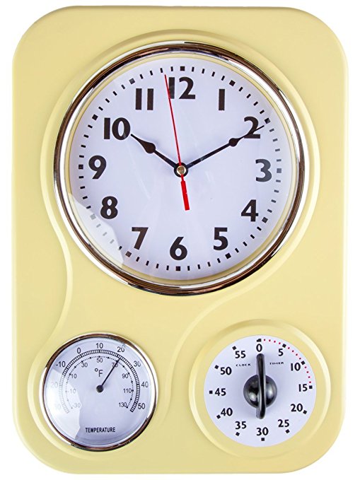 Retro Kitchen Clock With Temperature and Timer. By Lily's Home