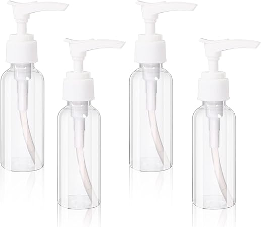 4 Pack Transparent Travel Bottles Pump Bottle Clear Mini Soap Dispenser Plastic Foamer Bottle Travel Pump Bottle for Lotion, Toiletries, Shampoo