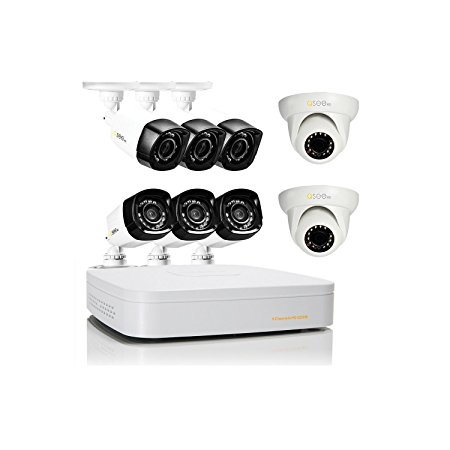 Q-See 8 Channel High Definition 720p Security System QC938-8Z1-1 with 1TB Hard Drive, 6 720p Bullet Cameras, 2 720p Dome Cameras, and 80'Night Vision