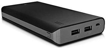 V7 Professional High Capacity Powerbank 20,000 mAh Lithium Ion Smartcharge Technology with two USB-ports 4.2A (2.1A per port) black