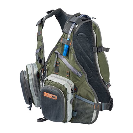 Anglatech Fly Fishing Backpack & Vest Combo- Premium Fishing Tackle Vest w/ 1.5L Hydration Water Bladder For Men & Women- Upgraded Design Adjustable Fly Fishing Accessory For Fishing Gear Organization