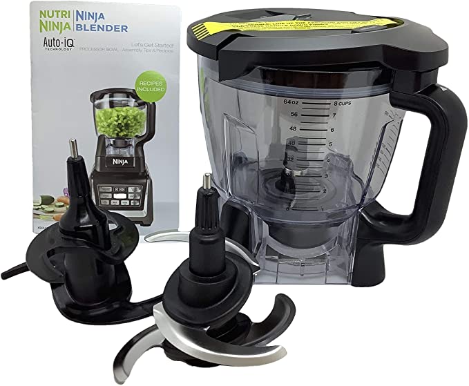 Ninja 64oz (8 Cup) Food Processor Bowl Lid Blade Kit Only for BL640 BL641 BL642 BL680 BL682 Blender