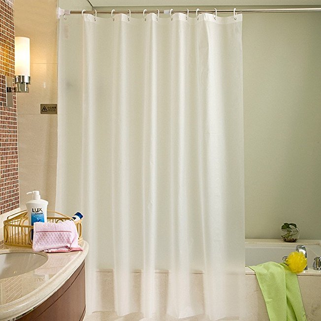 Uforme Classic Solid Shower Curtain Liner PEVA Eco-friendly Home Decor Bathroom Curtain Mildew Resistant and Water/Soap Resistant with Hooks, 60 Inch By 72 Inch