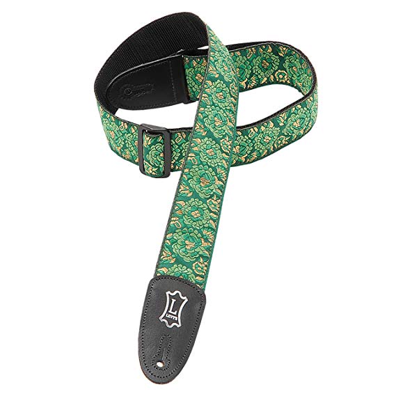 Levy's Leathers M8AS-GRN Asian Print Jacquard Weave Guitar Strap, Green