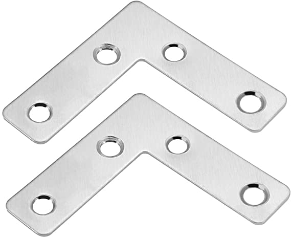 sourcingmap Flat Plate L Shape, 50mmx50mm, Stainless Steel 304 Angle Corner Brace Repair Brackets, Pack of 10