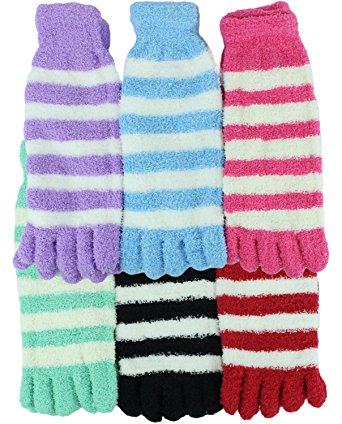 Fuzzy Toe Socks by bogo Brands (Colors May Vary, 6 Pair)